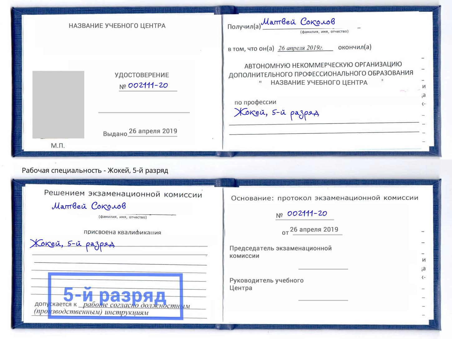 корочка 5-й разряд Жокей Артёмовский