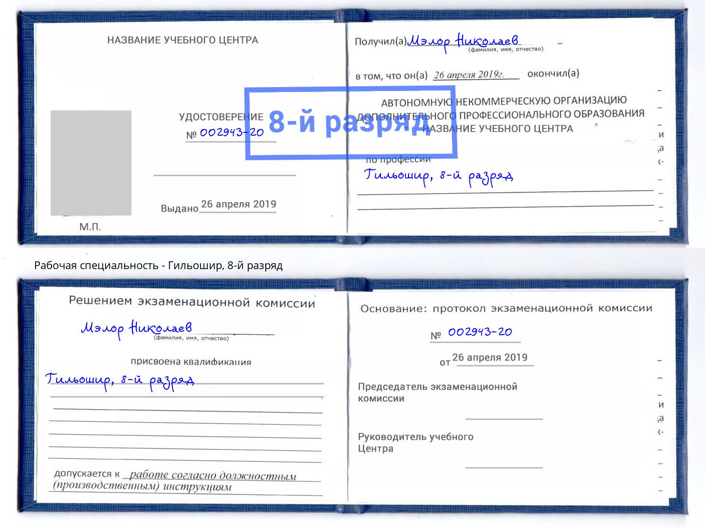 корочка 8-й разряд Гильошир Артёмовский